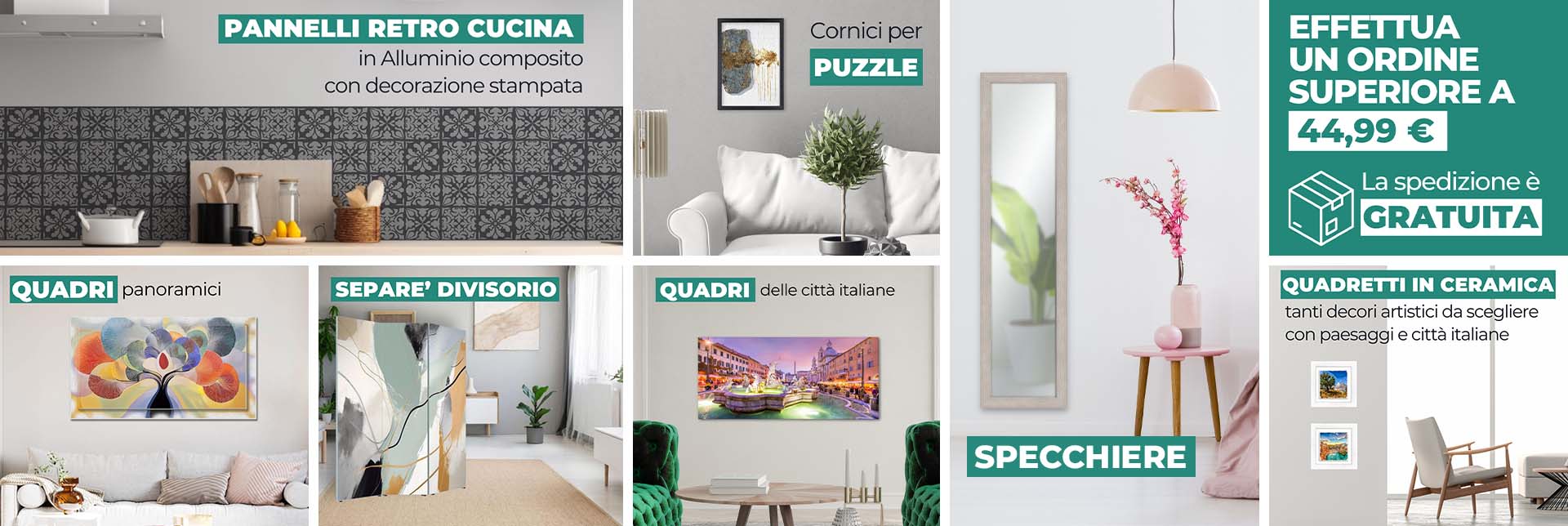 vetrina promozione amazon prodotti lupia vorreishop cucina pannelli paraschizzi specchiere cornice puzzle ceramica localismi città italiane italia quadro quadri tela separè divisorio spedizione gratuita gratis arredamento