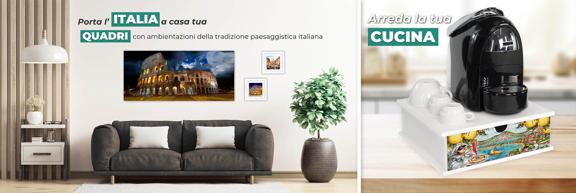 Localismi paesaggi quadri italia Complementi e accessori per arredare tavola e cucina, cassette in legno portafrutta multiuso, organizer