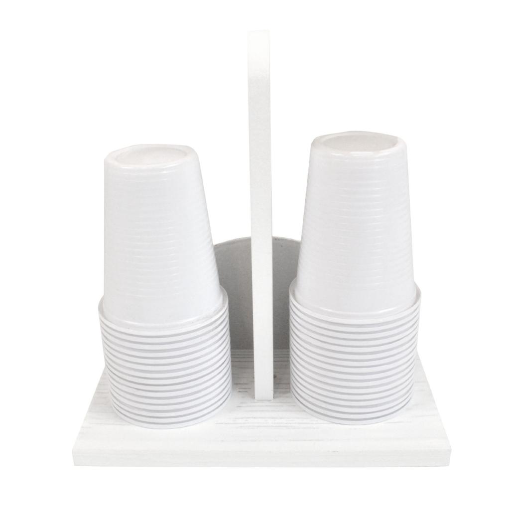 Set 3 Pezzi Porta Bicchieri, Tovaglioli E Rotolo In Legno | Stile Shabby Vintage, Fatto In Italia