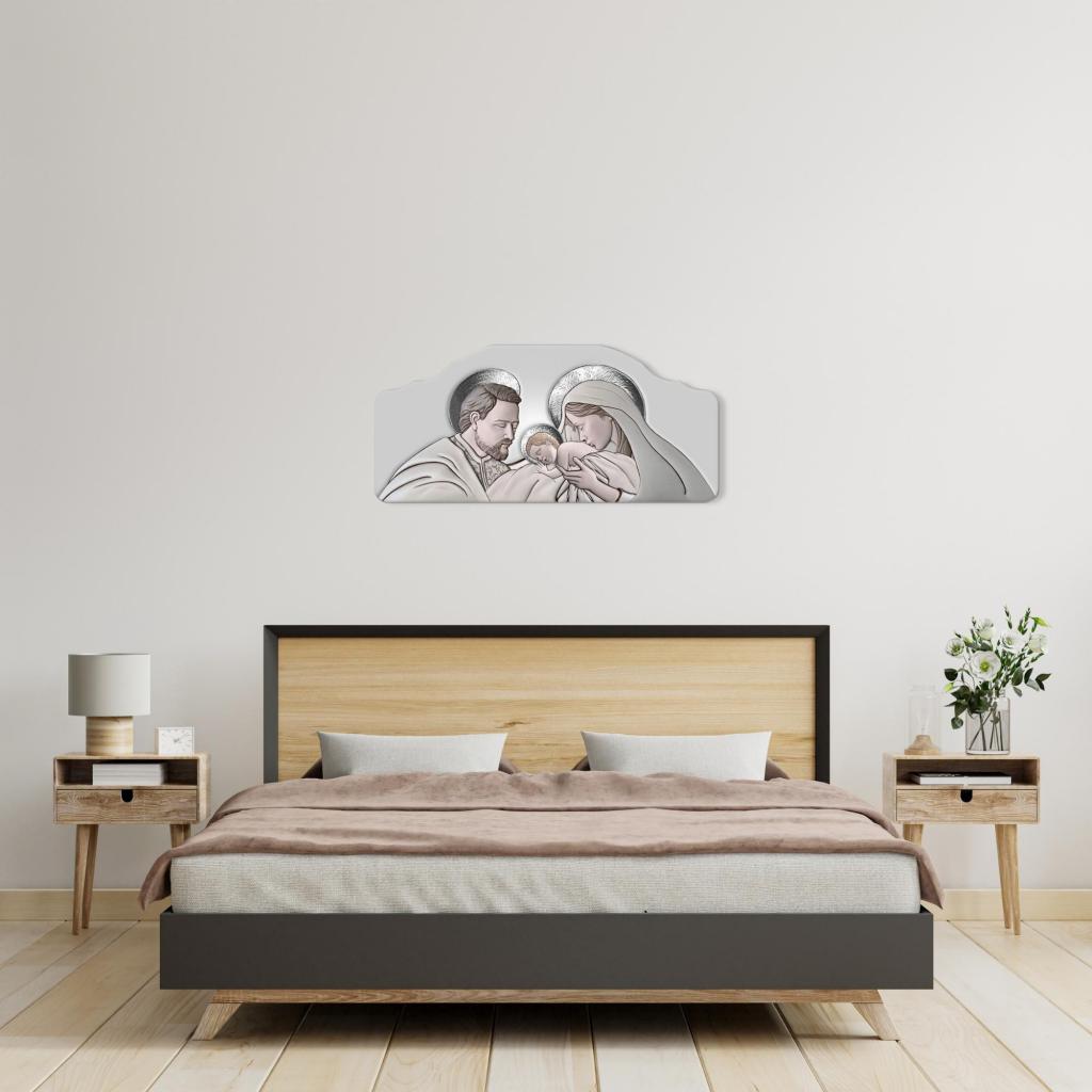 Quadro Moderno Capezzale Sacra Famiglia 42x92 Cm The Kiss Ceramic Grey Su Tavola Lavorata Vorrei Shop Italian Design