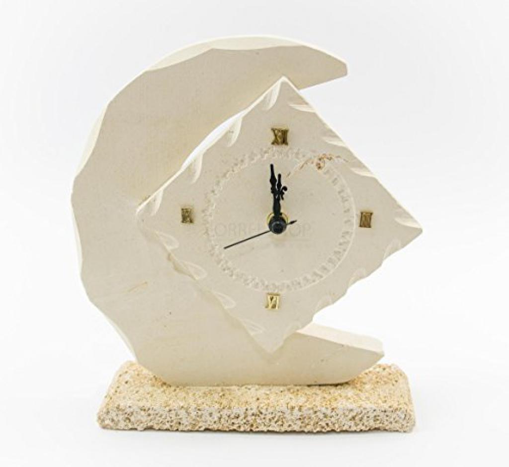 Orologio base con LUNA e SOLE scultura decorazione bomboniera in Carparo e  Pietra Leccese salentina misure 22 x 22 cm Vorrei Shop - Italian Design
