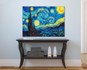 Quadro su tela il meglio dell arte 50X70 cm NOTTE STELLATA - VAN GOGH del brand Lupia, categoria: Arredo e decorazioni > Quadri e Tele > Riproduzioni quadri famosi.