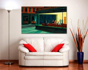 Quadro su tela il meglio dell arte 62X115 cm NIGHTAWKS - HOPPER del brand Lupia, categoria: Arredo e decorazioni > Quadri e Tele > Riproduzioni quadri famosi.