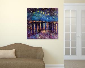 Quadro su tela il meglio dell arte 80X80 cm NOTTE STELLATA SUL RODANO - VAN GOGH del brand Lupia, categoria: Arredo e decorazioni > Quadri e Tele > Riproduzioni quadri famosi.