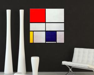 Quadro su tela il meglio dell arte 80X80 cm COMPOSITION WITH RED - MONDRIAN del brand Lupia, categoria: Arredo e decorazioni > Quadri e Tele > Riproduzioni quadri famosi.