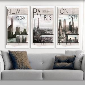 Collezione Set 3 pezzi Quadri su Tela CITY                        - 43x43 cm del brand Lupia, categoria: Arredo e decorazioni > Quadri e Tele > Quadri a pannelli.