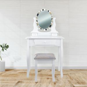 Specchiera Toilette tavolo da Trucco Cosmetici 3 Cassetti con Sgabello e Specchio decorato 75x40x136 cm - ASTRATTO del brand Lupia, categoria: Complementi d'arredo > Specchi e specchiere > Specchiere Toilette.