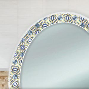 Specchiera Toilette tavolo da Trucco Cosmetici 3 Cassetti con Sgabello e Specchio decorato 75x40x136 cm - ASTRATTO del brand Lupia, categoria: Complementi d'arredo > Specchi e specchiere > Specchiere Toilette.