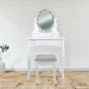 Specchiera Toilette tavolo da Trucco Cosmetici 3 Cassetti con Sgabello e Specchio decorato 75x40x136 cm - ASTRATTO del brand Lupia, categoria: Complementi d'arredo > Specchi e specchiere > Specchiere Toilette.