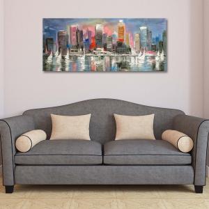 Quadro Moderno con stampa su tela materica a rilievo Grattacieli e barche a vela PICTURES SKYSCRAPERS AND SAILS 52x122 cm del brand Lupia, categoria: Arredo e decorazioni > Quadri e Tele > Quadri su tela.