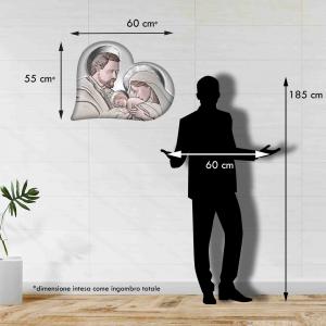 Lupia - Quadro Capezzale Sacra Famiglia HEART THE KISS CERAMIC GREY, Stile Unico a forma di cuore per Ogni Arredamento, Made in Italy, Sospensione a Cordicella a Scomparsa, Grigio, 50x65 cm, Legno mdf del brand Lupia, categoria: Arredo e decorazioni > Decorazioni da parete > Capezzali.