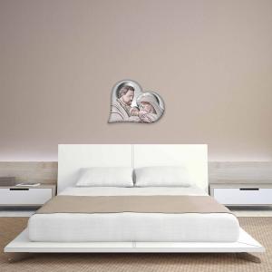 Lupia - Quadro Capezzale Sacra Famiglia HEART THE KISS CERAMIC GREY, Stile Unico a forma di cuore per Ogni Arredamento, Made in Italy, Sospensione a Cordicella a Scomparsa, Grigio, 50x65 cm, Legno mdf del brand Lupia, categoria: Arredo e decorazioni > Decorazioni da parete > Capezzali.