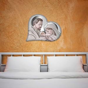 Lupia - Quadro Capezzale Sacra Famiglia HEART THE KISS CERAMIC GREY, Stile Unico a forma di cuore per Ogni Arredamento, Made in Italy, Sospensione a Cordicella a Scomparsa, Grigio, 50x65 cm, Legno mdf del brand Lupia, categoria: Arredo e decorazioni > Decorazioni da parete > Capezzali.
