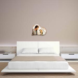 Capezzale sacra famiglia in legno HEART NATIVITY BROWN 40X50 cm del brand Lupia, categoria: Arredo e decorazioni > Decorazioni da parete > Capezzali.