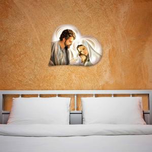 Capezzale sacra famiglia in legno HEART NATIVITY BROWN 40X50 cm del brand Lupia, categoria: Arredo e decorazioni > Decorazioni da parete > Capezzali.