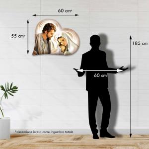 Lupia - Quadro Capezzale Sacra Famiglia HEART NATIVITY BROWN, Design Unico a forma di Cuore in Pannello di Legno, Arredo Camera da Letto, Made in Italy, 50x65 cm, legno mdf del brand Lupia, categoria: Arredo e decorazioni > Decorazioni da parete > Capezzali.