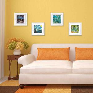 Set 4 QUADRI su CERAMICA cornice Shabby MODERN White VAN GOGH - 18x18 cm del brand Lupia, categoria: Arredo e decorazioni > Quadri e Tele > Quadri su ceramica.