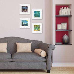 Set 4 QUADRI su CERAMICA cornice Shabby MODERN White VAN GOGH - 18x18 cm del brand Lupia, categoria: Arredo e decorazioni > Quadri e Tele > Quadri su ceramica.
