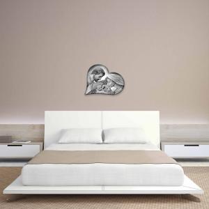 Lupia - Quadro Capezzale Sacra Famiglia in Legno, Collezione HEART HOLY KISS GREY, Design Unico a forma di Cuore, Adatto a Stili Moderni e Classici, Made in Italy, 40x50 cm, Grigio del brand Lupia, categoria: Arredo e decorazioni > Decorazioni da parete > Capezzali.