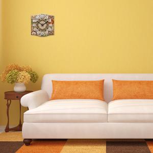 Orologio decorativo sagomato NEW in legno cm 38X38 SHABBY AZULEJOS BROWN del brand Lupia, categoria: Complementi d'arredo > Orologi > Orologi da parete.