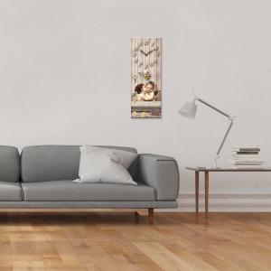 Orologio da parete Decorativo in legno CLOCKART con stampa in alta qualita' 30x80 cm Shabby Kiss Brown del brand Lupia, categoria: Complementi d'arredo > Orologi > Orologi da parete.