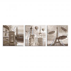 Set 3 pezzi Quadri su tela tema citta' Canvas Day Brillant con glitter 38x38 cm CITY SHABBY del brand Lupia, categoria: Arredo e decorazioni > Quadri e Tele > Quadri su tela, disponibile su Vorreishop.
