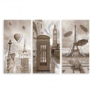 Set 3 pezzi Quadri su tela tema citta' Canvas Day Brillant con glitter 38x75 cm CITY SHABBY del brand Lupia, categoria: Arredo e decorazioni > Quadri e Tele > Quadri su tela, disponibile su Vorreishop.