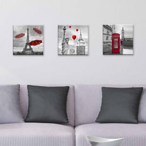 Set 3 pezzi Quadri su tela tema citta' Canvas Day 38x38 cm CITY RED del brand Lupia, categoria: Arredo e decorazioni > Quadri e Tele > Quadri su tela.