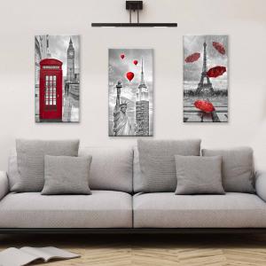 Set 3 pezzi Quadri su tela tema citta' Canvas Day 38x75 cm CITY RED del brand Lupia, categoria: Arredo e decorazioni > Quadri e Tele > Quadri su tela.
