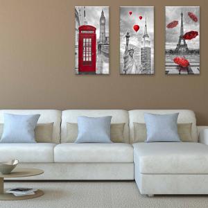 Set 3 pezzi Quadri su tela tema citta' Canvas Day 38x75 cm CITY RED del brand Lupia, categoria: Arredo e decorazioni > Quadri e Tele > Quadri su tela.