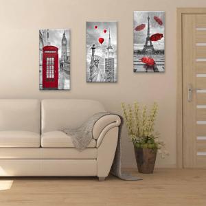 Set 3 pezzi Quadri su tela tema citta' Canvas Day 38x75 cm CITY RED del brand Lupia, categoria: Arredo e decorazioni > Quadri e Tele > Quadri su tela.