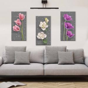 Set 3 pezzi Quadri su tela tema floreale Canvas Day 38x75 cm FLOWER GREY del brand Lupia, categoria: Arredo e decorazioni > Quadri e Tele > Quadri su tela.