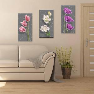 Set 3 pezzi Quadri su tela tema floreale Canvas Day 38x75 cm FLOWER GREY del brand Lupia, categoria: Arredo e decorazioni > Quadri e Tele > Quadri su tela.