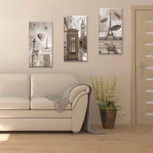 Set 3 pezzi Quadri su tela tema citta' Canvas Day Brillant con glitter 38x75 cm CITY SHABBY del brand Lupia, categoria: Arredo e decorazioni > Quadri e Tele > Quadri su tela.