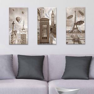 Set 3 pezzi Quadri su tela tema citta' Canvas Day Brillant con glitter 38x75 cm CITY SHABBY del brand Lupia, categoria: Arredo e decorazioni > Quadri e Tele > Quadri su tela.