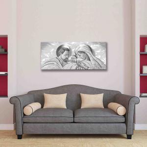 Quadro moderno Stampa su Tela tema sacra famiglia CANVAS WORLD 52x122 cm THE KISS SHABBY GREY del brand Lupia, categoria: Arredo e decorazioni > Quadri e Tele > Quadri su tela.