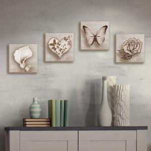 Quadri Canvas su carta telata set 4 pezzi 16x16 cm SHABBY del brand Lupia, categoria: Arredo e decorazioni > Quadri e Tele > Quadri su tela.