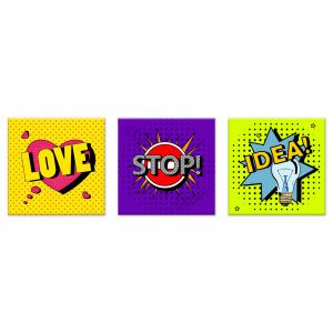 Set 3 pezzi Quadri su tela popular art Canvas Day 38x38 cm POP del brand Lupia, categoria: Arredo e decorazioni > Quadri e Tele > Quadri su tela.