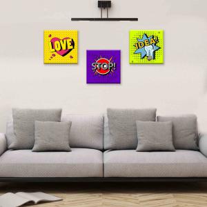 Set 3 pezzi Quadri su tela popular art Canvas Day 38x38 cm POP del brand Lupia, categoria: Arredo e decorazioni > Quadri e Tele > Quadri su tela.
