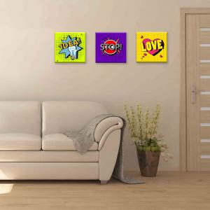 Set 3 pezzi Quadri su tela popular art Canvas Day 38x38 cm POP del brand Lupia, categoria: Arredo e decorazioni > Quadri e Tele > Quadri su tela.