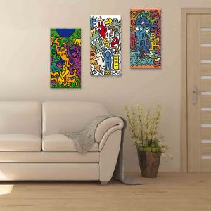 Set 3 pezzi Quadri su tela tema popular art Canvas Day 38x75 cm POP del brand Lupia, categoria: Arredo e decorazioni > Quadri e Tele > Quadri su tela.