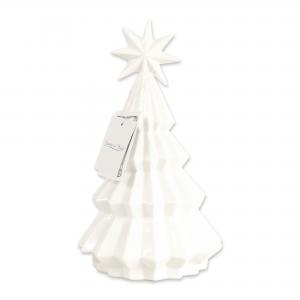 Statuetta Albero di Natale con Stella decorazione natalizia in Ceramica Bianca con luce Led - Piccolo Altezza 21,5 cm del brand Giardini di Marzo, categoria: Idee regalo e bomboniere > Oggettistica > Statuette Ceramica.