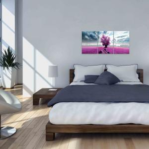 Quadro moderno 3 Pezzi in Legno tema naturale THREE 45x95 cm ALBERO SOLITARIO VIOLET           del brand Lupia, categoria: Arredo e decorazioni > Quadri e Tele > Quadri a pannelli.