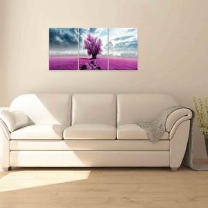 Quadro moderno 3 Pezzi in Legno tema naturale THREE 45x95 cm ALBERO SOLITARIO VIOLET           del brand Lupia, categoria: Arredo e decorazioni > Quadri e Tele > Quadri a pannelli.