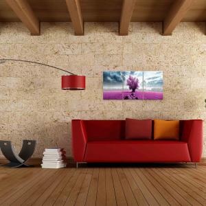 Quadro moderno 3 Pezzi in Legno tema naturale THREE 45x95 cm ALBERO SOLITARIO VIOLET           del brand Lupia, categoria: Arredo e decorazioni > Quadri e Tele > Quadri a pannelli.