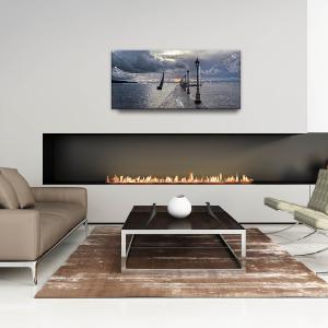 Quadro su tela con glitter BRILLANT ALBA SUL MOLO - 52X122 cm del brand Lupia, categoria: Arredo e decorazioni > Quadri e Tele > Quadri su tela.