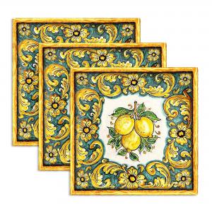 Sottotutto decorato in Legno QUADRATO Sotto bicchiere, piatto, pentola LIMONI DI SICILIA - 10x10 cm Set 3 pz del brand Lupia, categoria: Idee regalo e bomboniere > Bomboniere > Bomboniere Segnaposto.