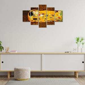 Quadro Moderno 5 pezzi in legno VOGUE 66X115 cm IL BACIO DI KLIMT del brand Lupia, categoria: Arredo e decorazioni > Quadri e Tele > Quadri a pannelli.