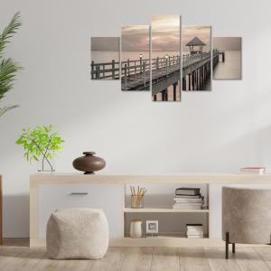 Quadro Moderno 5 pezzi in legno VOGUE 83X145 cm MOLO AL TRAMONTO del brand Lupia, categoria: Arredo e decorazioni > Quadri e Tele > Quadri a pannelli.