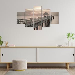 Quadro Moderno 5 pezzi in legno VOGUE 83X145 cm MOLO AL TRAMONTO del brand Lupia, categoria: Arredo e decorazioni > Quadri e Tele > Quadri a pannelli.